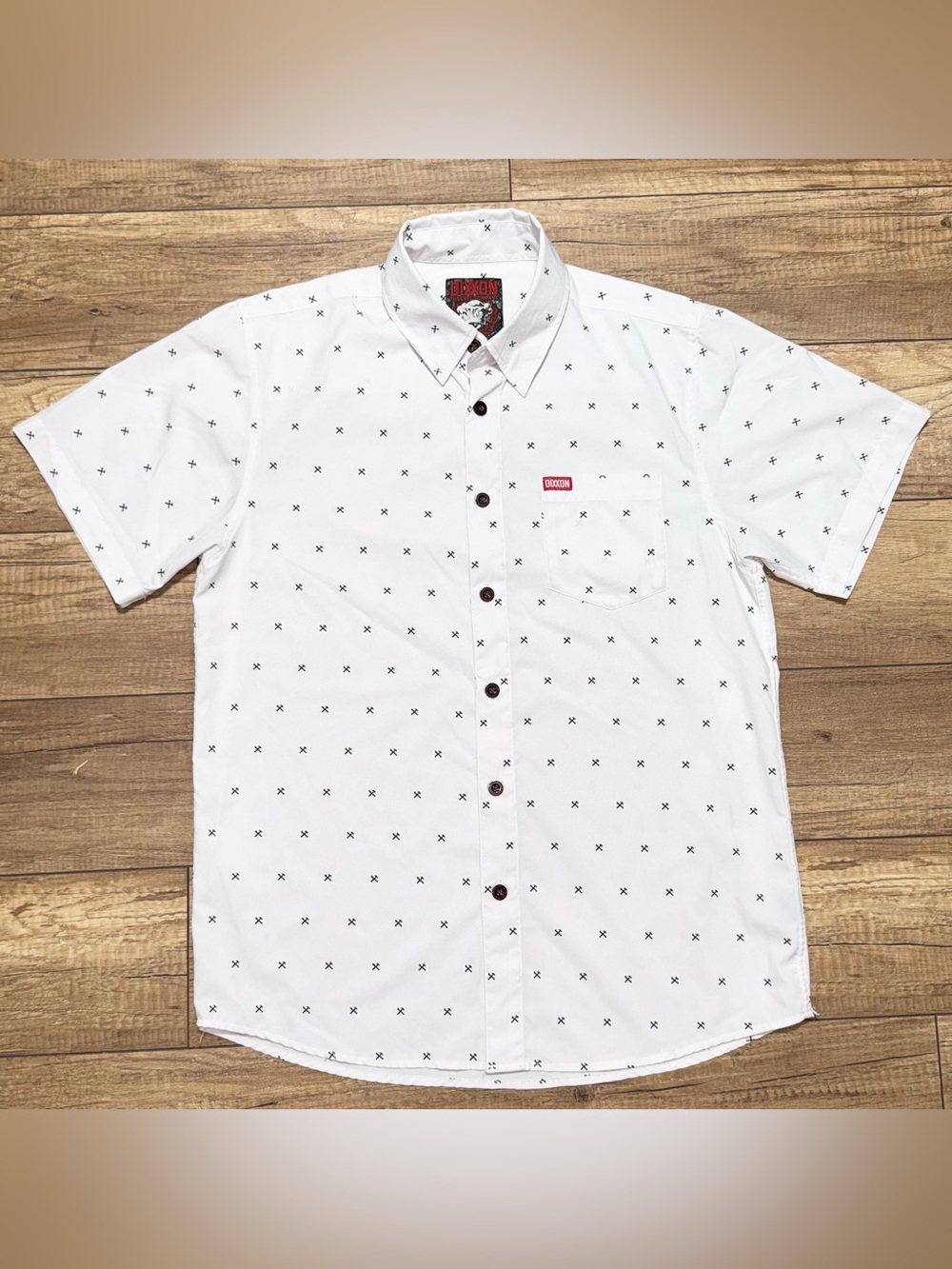 Dixxon Flannel Co Party Shirt Hand Tools Print Casual Button Down Shirt Adult M